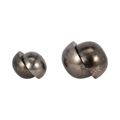 S/2 7/9" Calima Metal Orbs, Bronze