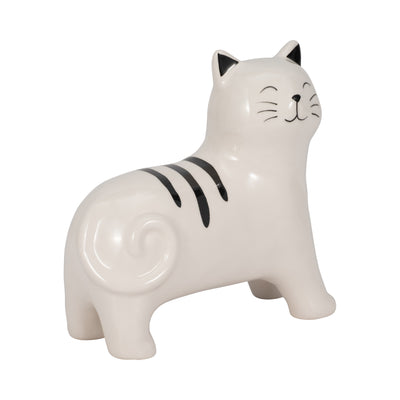 7" Standing Kitty, White/black