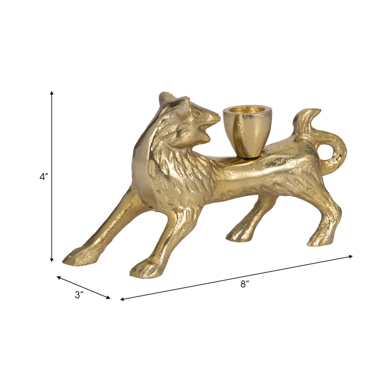 8" Fox Taper Candle Holder, Gold