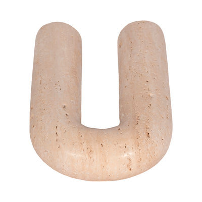 8" Rounded Travertine Arch Object, Tan