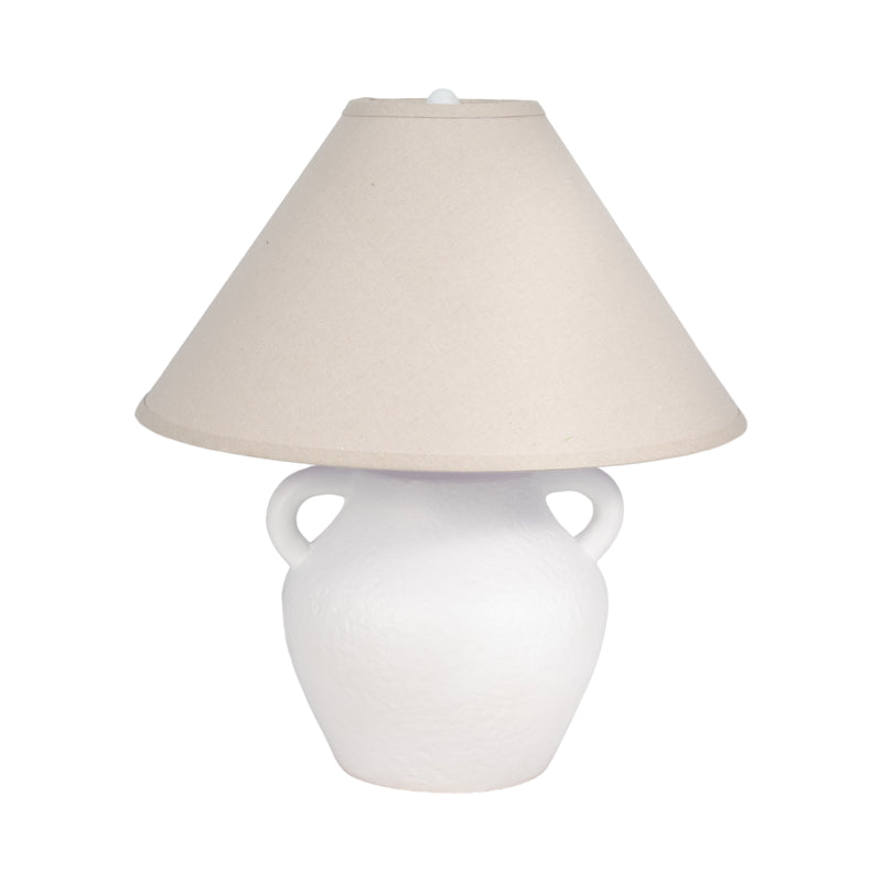 23" Textured Jug Table Lamp, White/grey