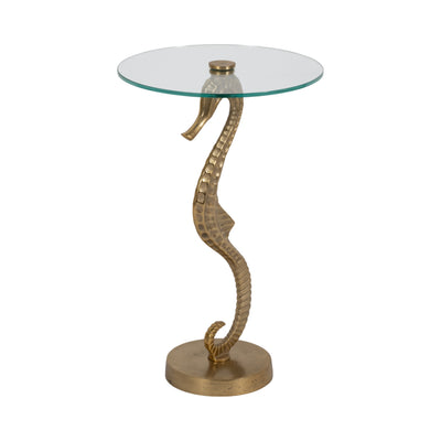 Metal/glass, 25" Seahorse Side Table, Gold Kd