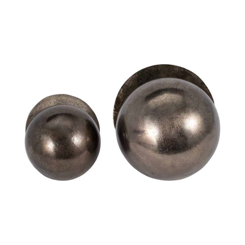 S/2 7/9" Calima Metal Orbs, Bronze