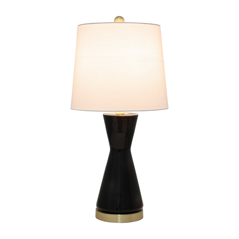 Glass, 24" Concave Table Lamp, Black