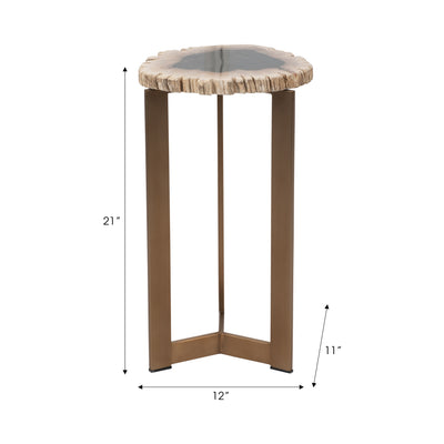 Petrified Wood, 21" Accent Table, Multi