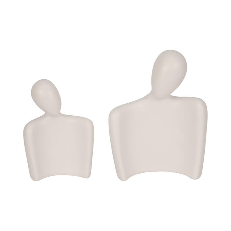 S/2 8/10" Textured Abstract Figures, White