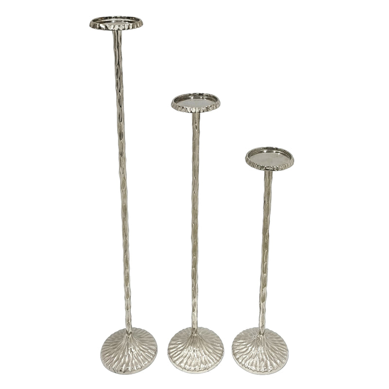 S/3 26/32/40" Crestin Silver Tall Candleholders Kd