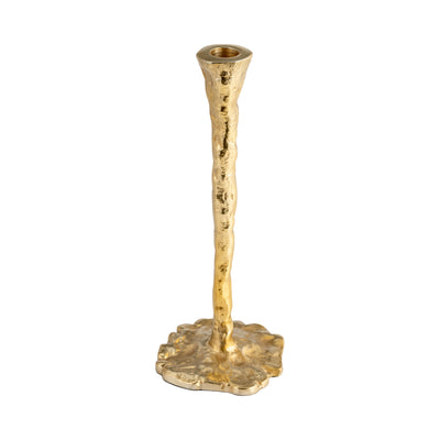 METAL, 15" FORGED TAPER CANDLEHOLDER, GOLD