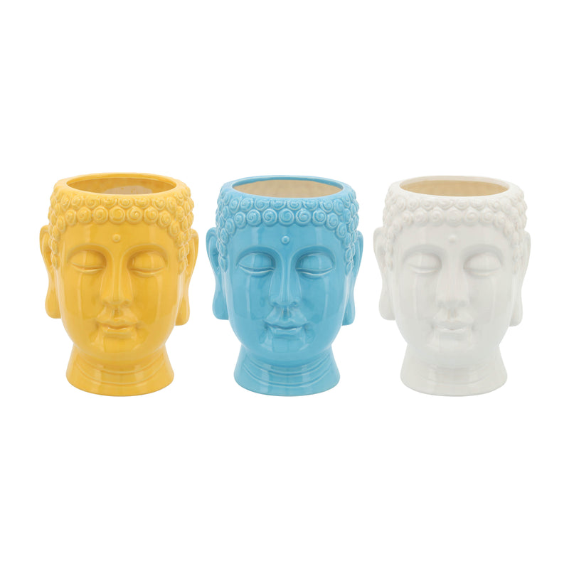 S/3 Buddha Citronella Candle, 8.5" Multi 40oz