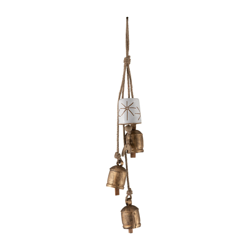 METAL/CER, 28" BELL CLUSTERS, GOLD/WHITE