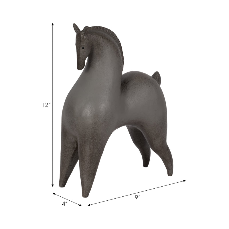 12" Curved Horse, Grey