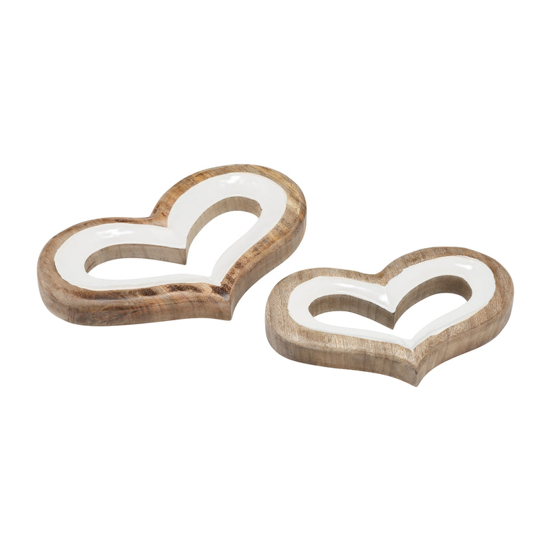 WOOD, 10" HEART DECO, WHITE