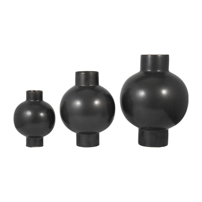 CER, 18"H BUBBLE VASE, BLACK VOLCANIC