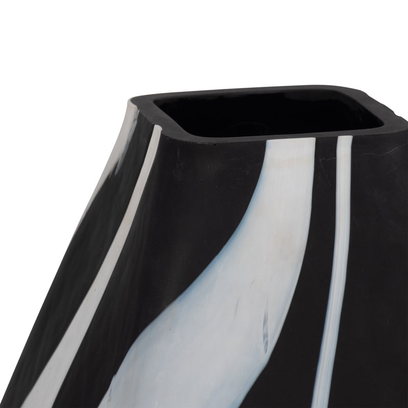 Glass, 19" Abstract Contemporary Vase, Black