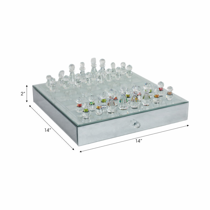 CRYSTAL / MIRRORED CHESS SET,SILVER