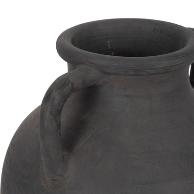 TERRACOTTA, 13" VASE WITH HANDLES, BLACK