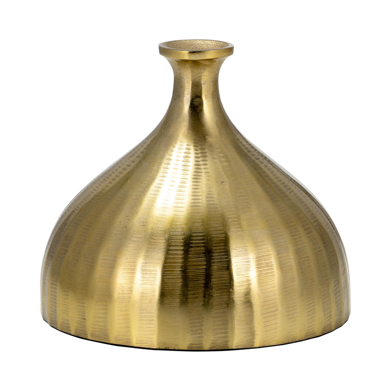 METAL, 7" BULBOUS VASE,GOLD