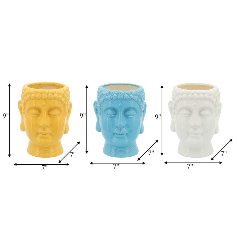 S/3 Buddha Citronella Candle, 8.5" Multi 40oz