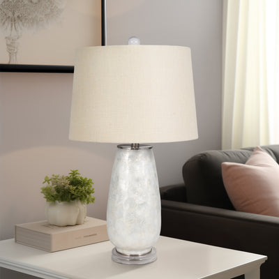 28" Capiz Table Lamp Acrylic Base, Champagne