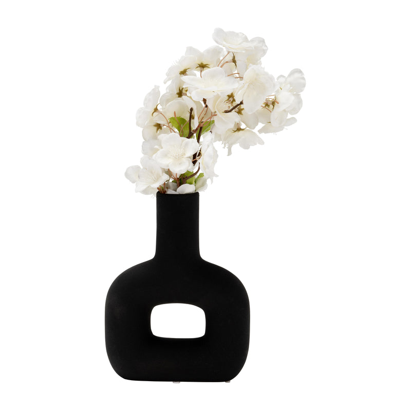 DOL, 8" OPEN CUT VASE, BLACK