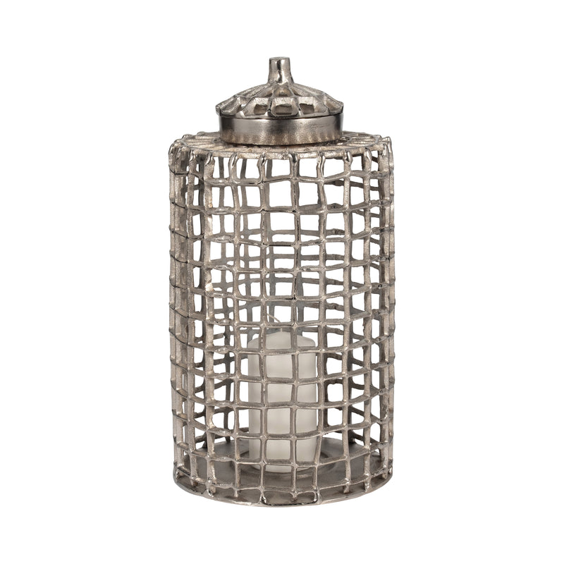 METAL, 18" LIDDED JAR, SILVER