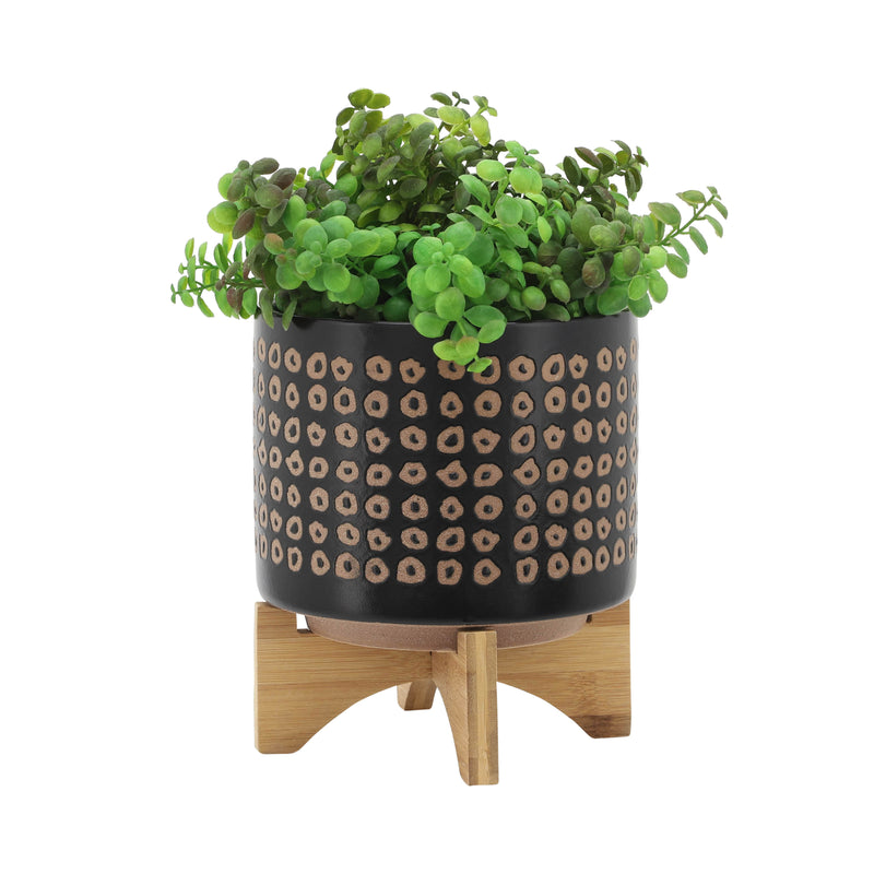 CER, S/2 5/8" PLANTER ON STAND, BROWN