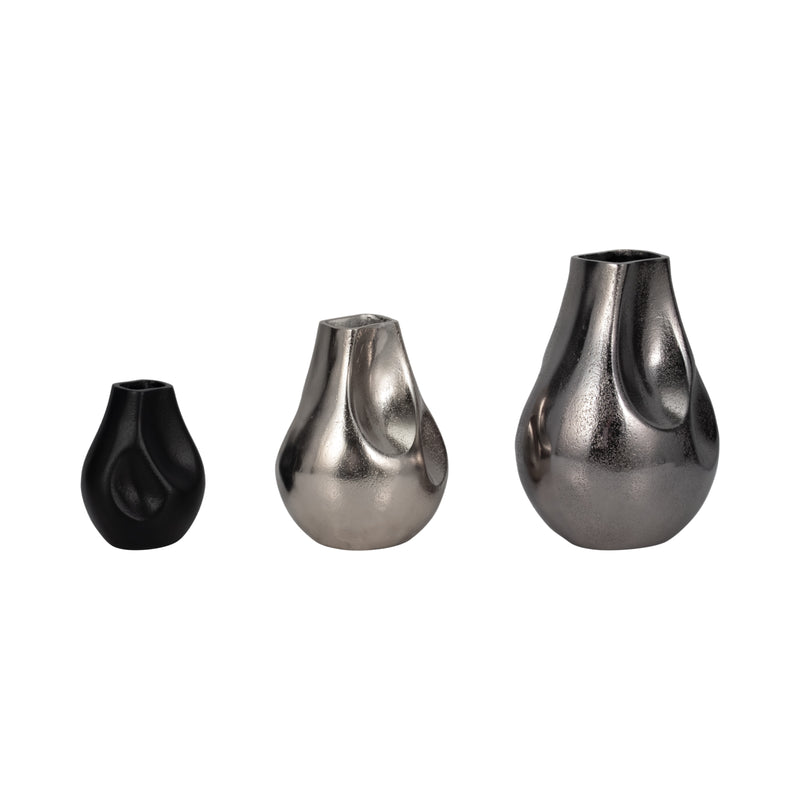 S/3 5/8/10" Jemmi Metal Cast Vases, Multi