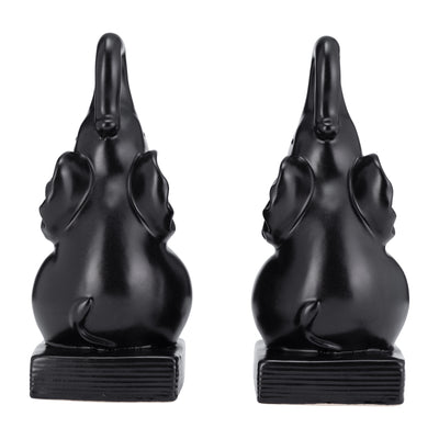 CER, S/2 8"H ELEPHANT BOOKENDS, BLACK