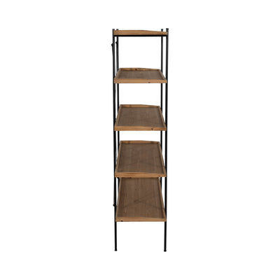 WOOD/METAL, 65"H 5-LAYERED SHELF, BROWN/BLACK KD