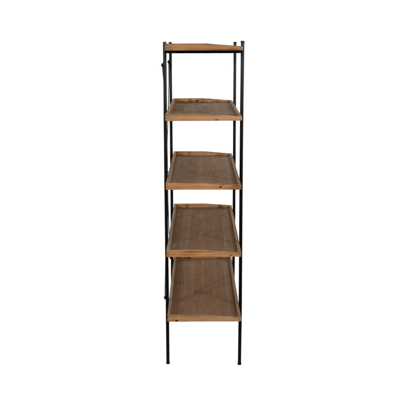 WOOD/METAL, 65"H 5-LAYERED SHELF, BROWN/BLACK KD