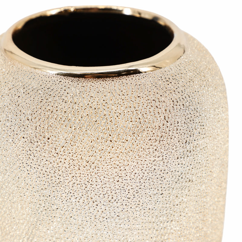 CERAMIC 12" VASE, CHAMPAGNE