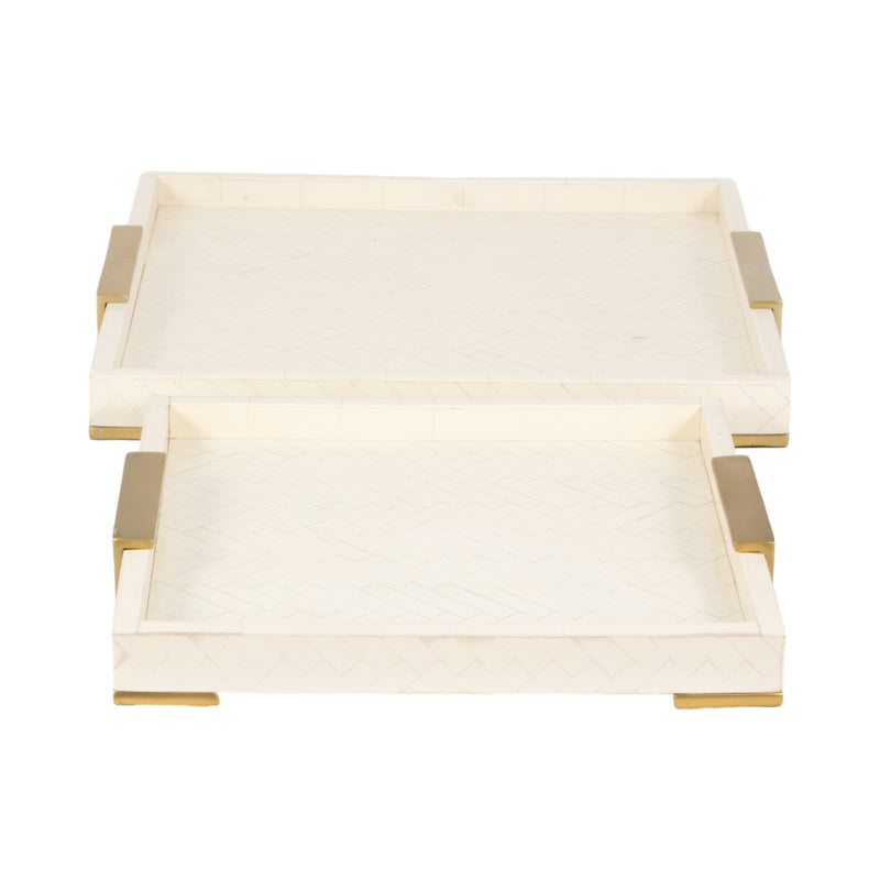 S/2 16/20" Carley Resin Trays, Natural