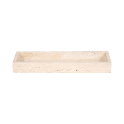 18" Travertine Rectangular Tray, Tan