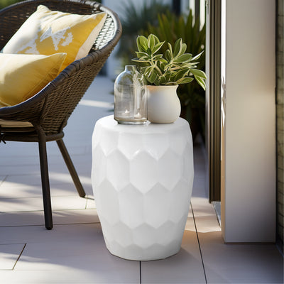 Cer,, 18" Beehive Stool, White