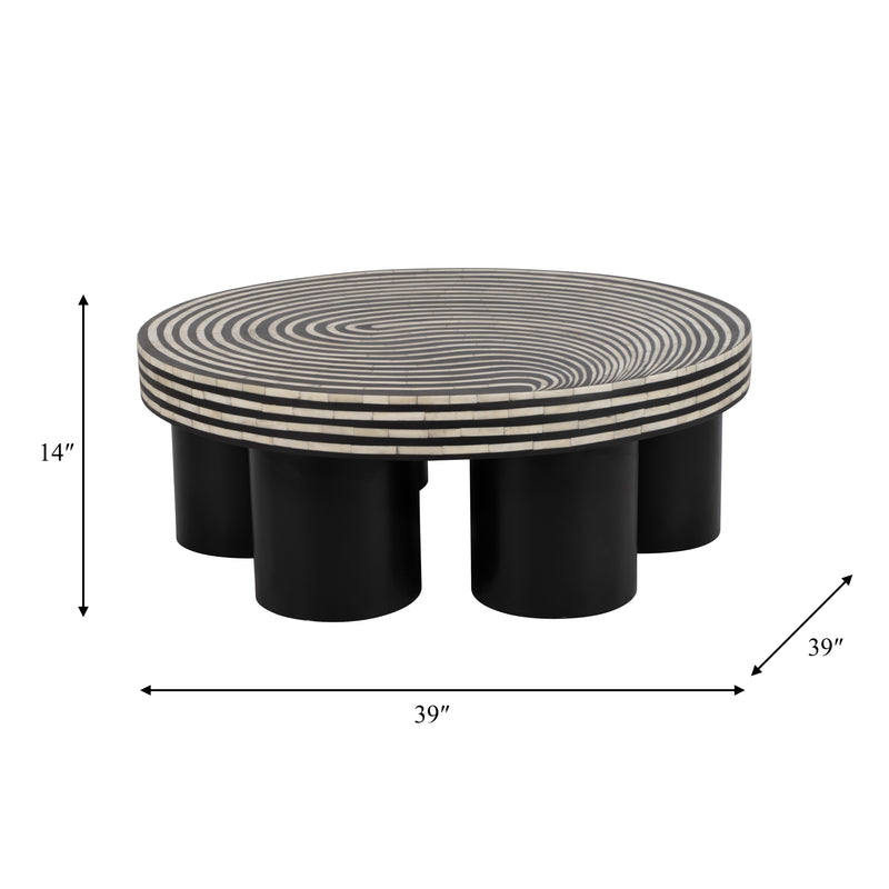 WOOD, 39" STAINED FINISH COFFEE TABLE, BLACK