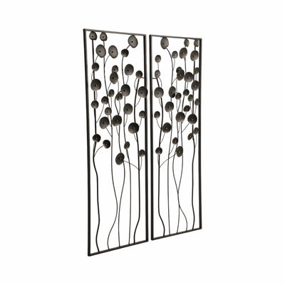 S/2 36" Dainty Flowers Metal Wall D?cor, Black/gol