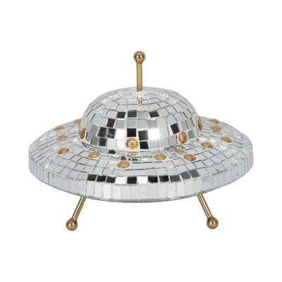 8" Mosaic Disco Spaceship, Silver