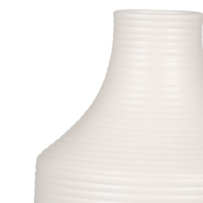 CER, 12" LINES VASE, WHITE