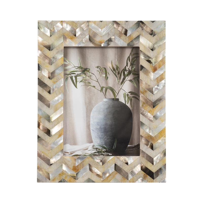 RESIN, 5X7 CAPIZ CHEVRON PHOTO FRAME, MULTI