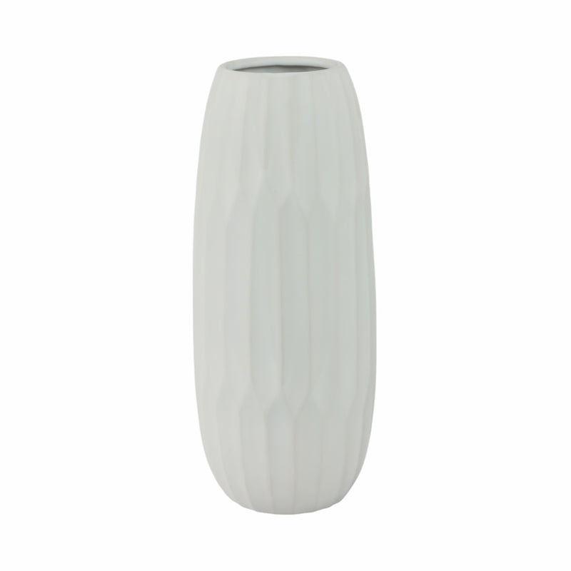 CERAMIC 14" VASE , WHITE