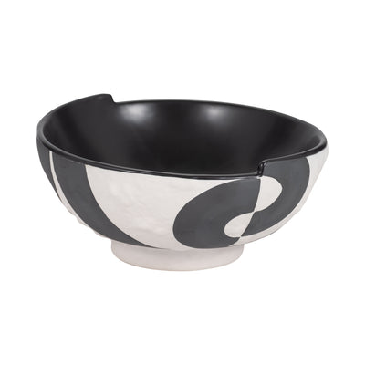 12" Contemporary Deep Bowl, Black/white