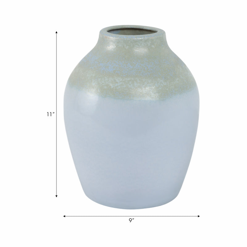 CLAY, 11" REACTIVE VASE, BLUE/GREEN