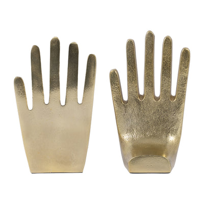 METAL, S/2 7" HANDS BOOKENDS, GOLD