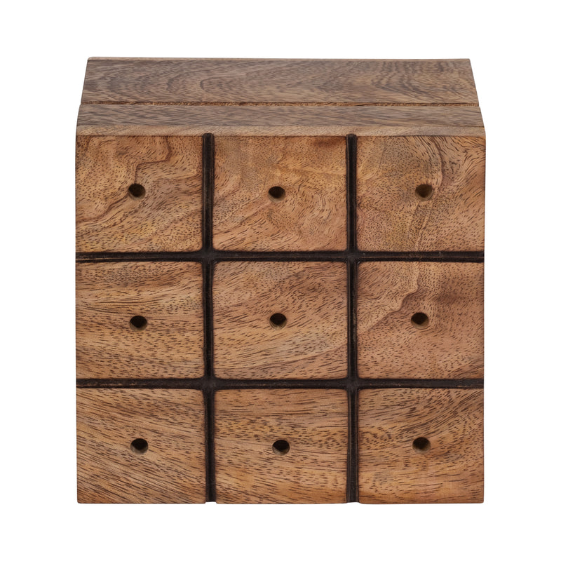 Wood, 6" Tic Tac Toe, Brown/gold