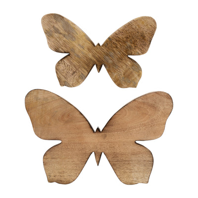 WOOD, 12" BUTTERFLY DECO, BROWN