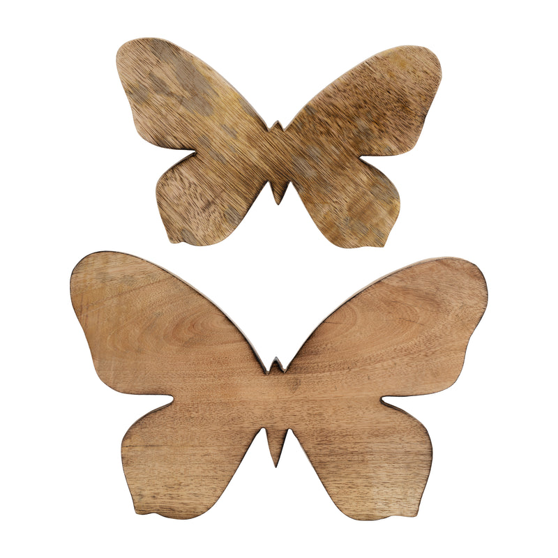 WOOD, 12" BUTTERFLY DECO, BROWN