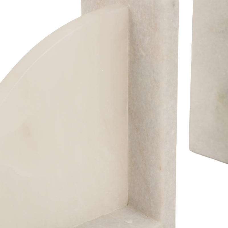 S/2 6" Alabaster Arc Bookends, White