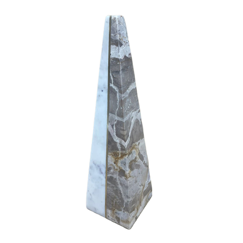 14" Pompano Small Beige And White Marble Pyramid