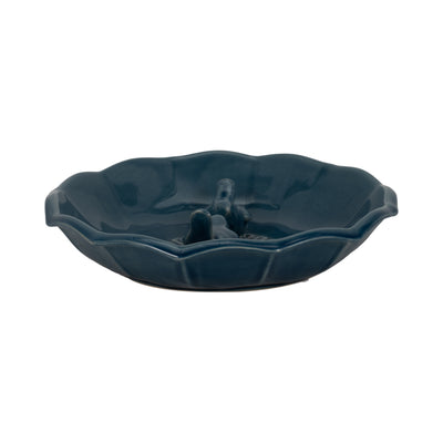 11" Flower Bird Bath, Blue