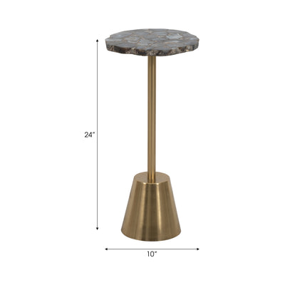 24" ROUGH EDGE AGATE TOP ACCENT TABLE, GOLD